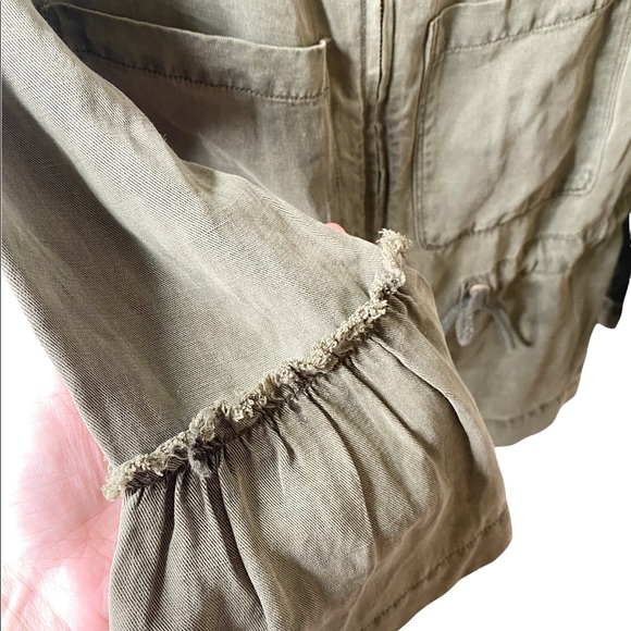 Sanctuary Olive Green Military Frill Ruffle Linen Utility Jacket Bell Sleeves S - Picture 14 of 14